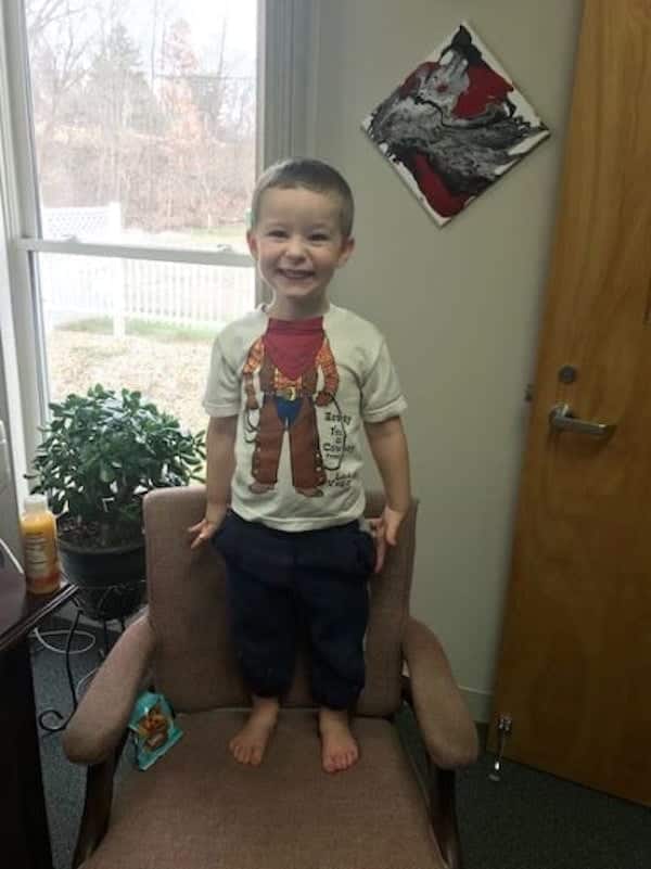 Three year old Tony after his surprise Christmas wish